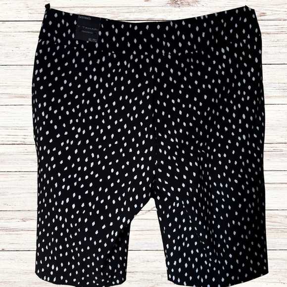 T Tahari Black Shorts with White Spot Print - Picture 3 of 12